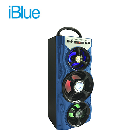 PARLANTE IBLUE BLUETOOTH ILUMINADO USB/MICRO SD/FM 10W-800MAH BLUE (PN MS-220BTBL)